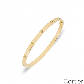 Cartier Yellow Gold Half Diamond SM Love Bracelet Size 17 B6047217